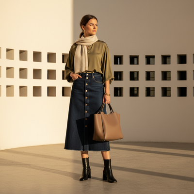 Jupe en jean boutonnée