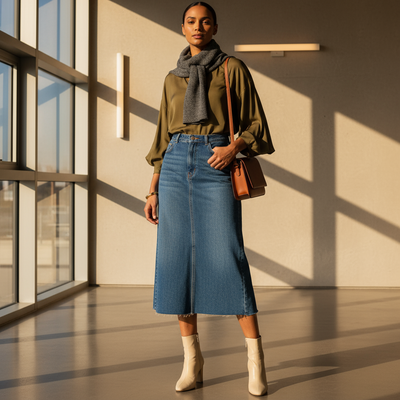 Jupe en jean taille haute