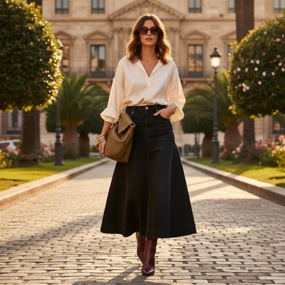 Jupe longue en jean noir