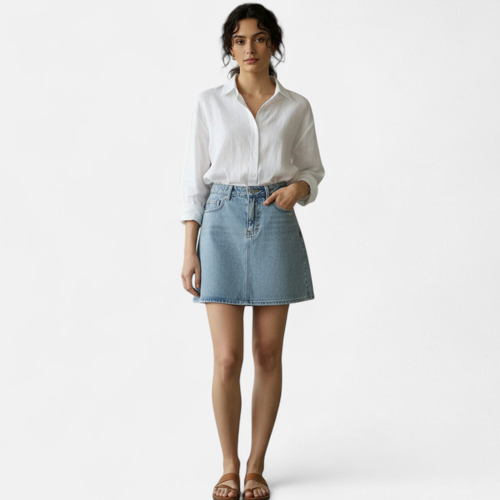 Jupe courte en jean bleu