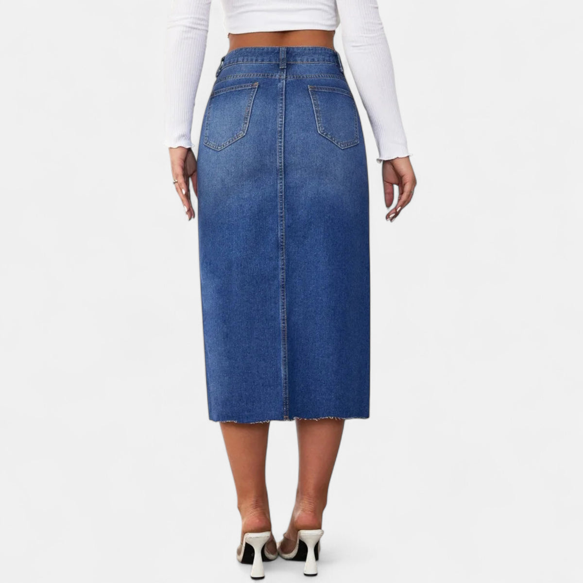 Jupe crayon jean fendue