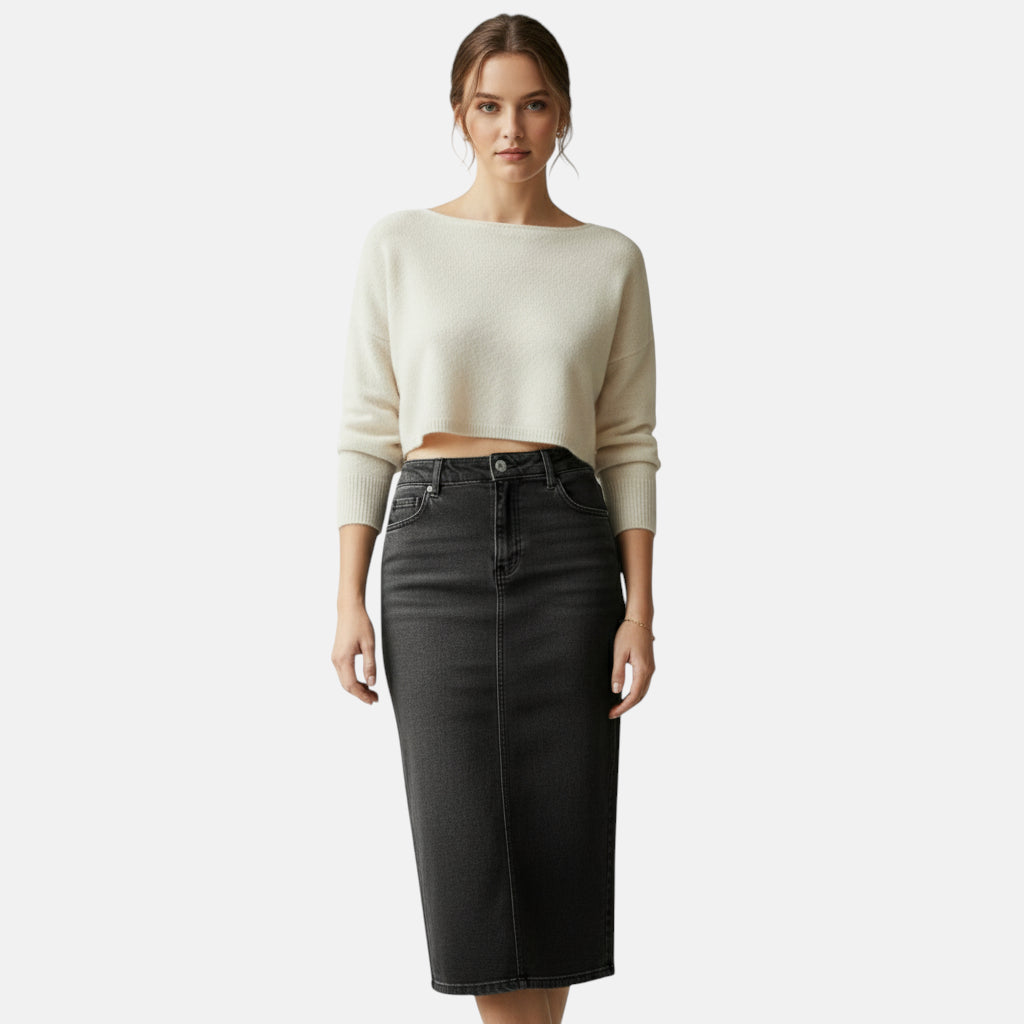 Jupe crayon jean noir