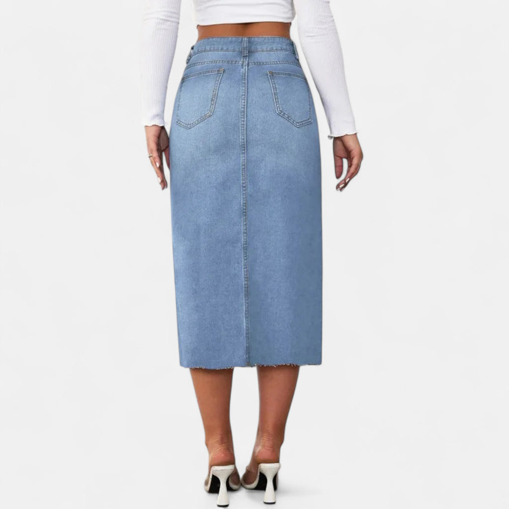 Jupe crayon taille haute en jean