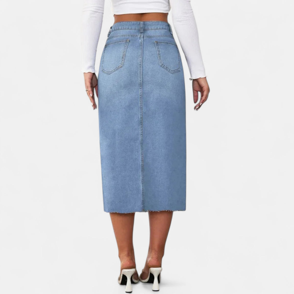 Jupe crayon taille haute en jean