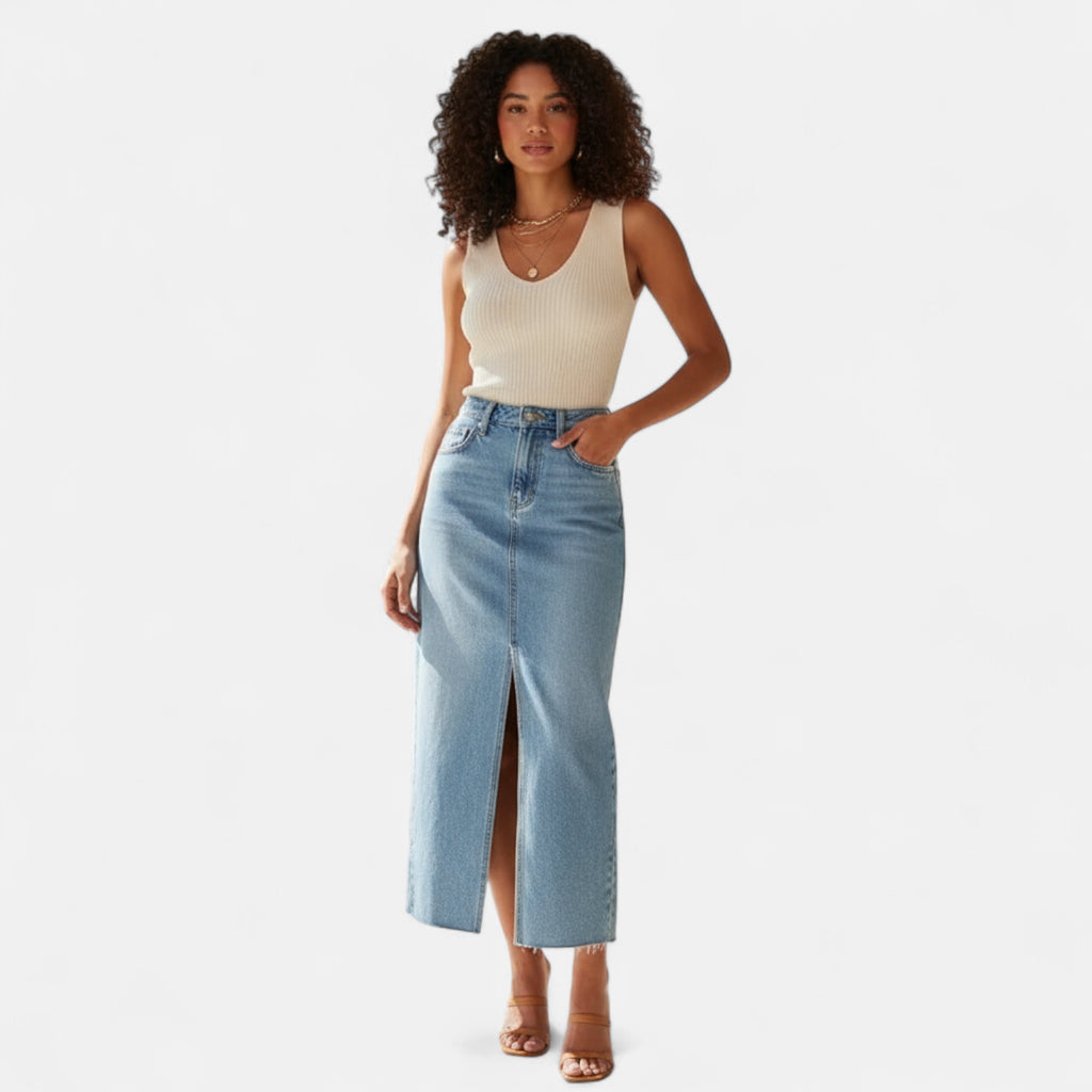 Jupe en jean bleu clair