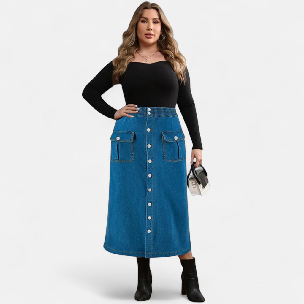 jupe en jean boutonnée grande taille