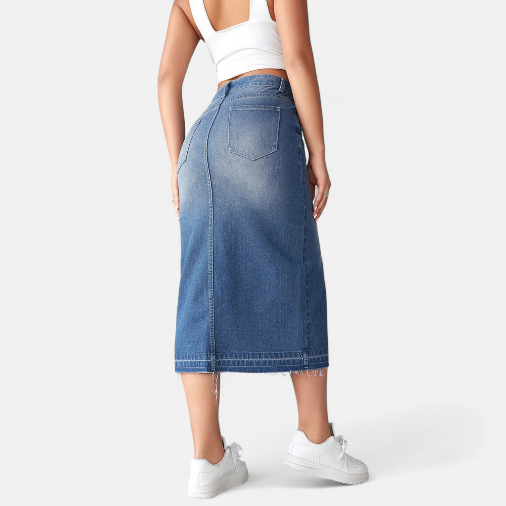 Jupe en jean crayon mi-longue