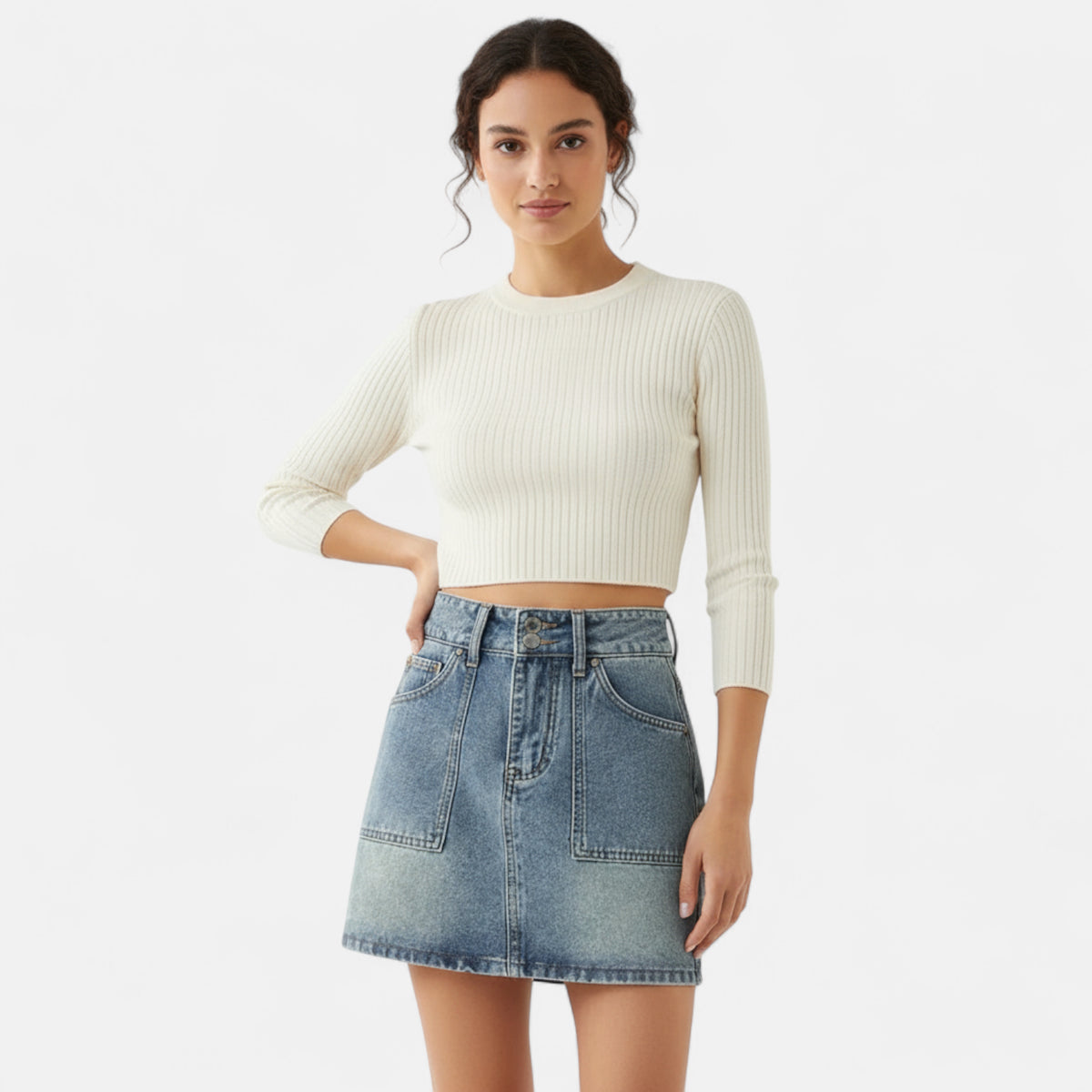 Jupe en jean délavé