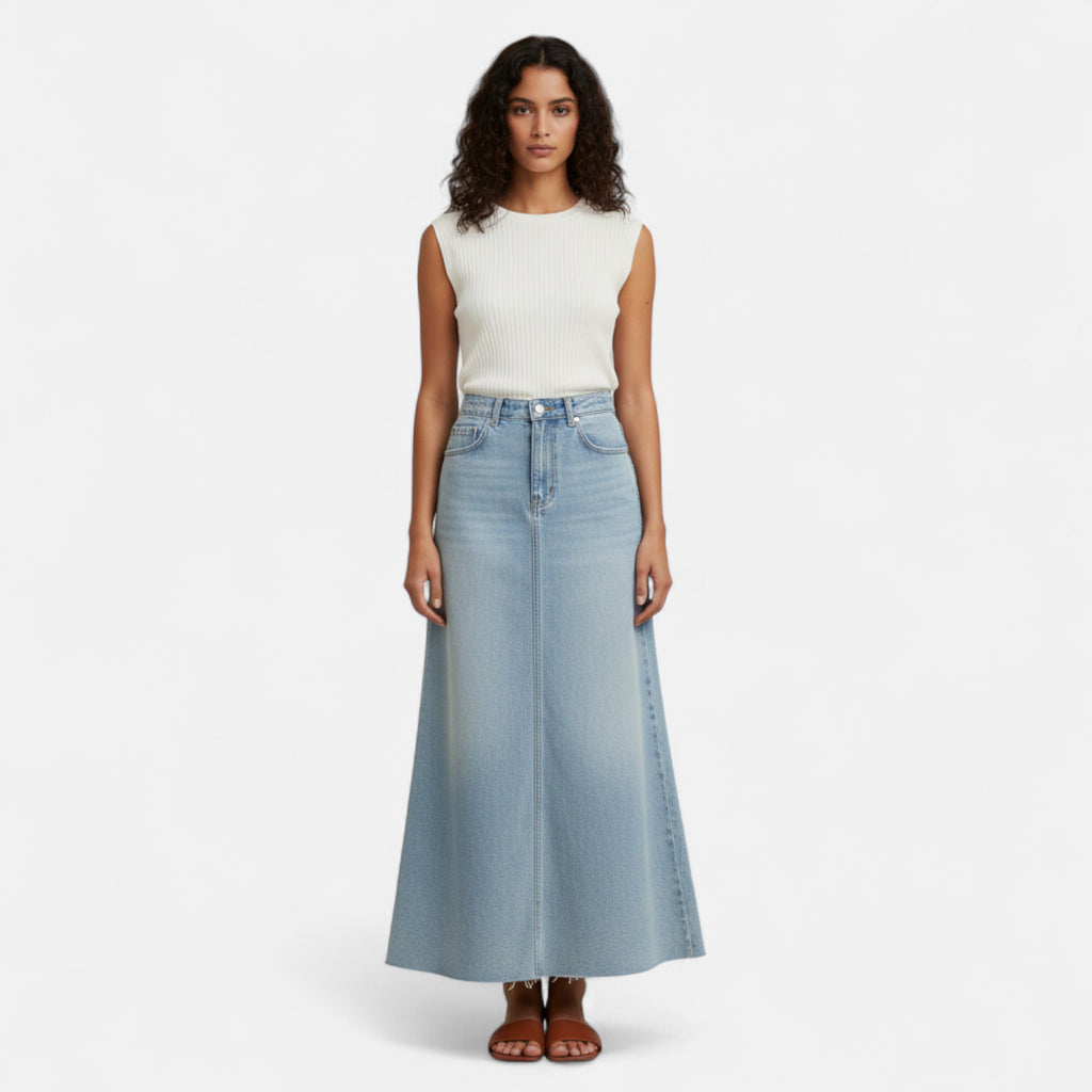 Jupe en jean extra longue