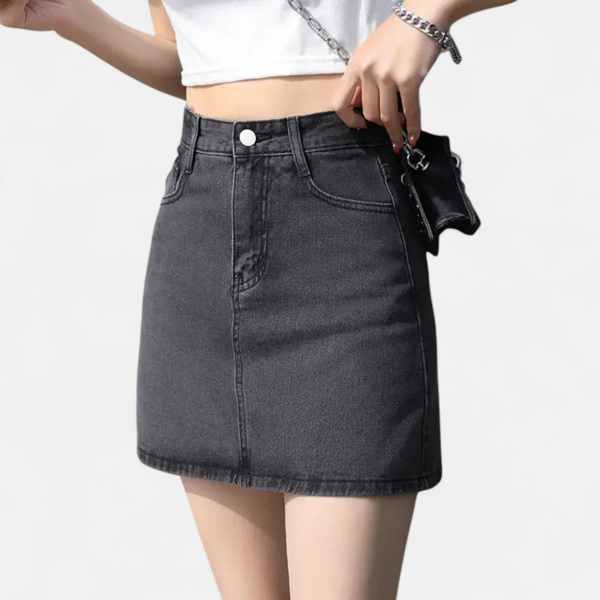 Jupe en jean grise courte