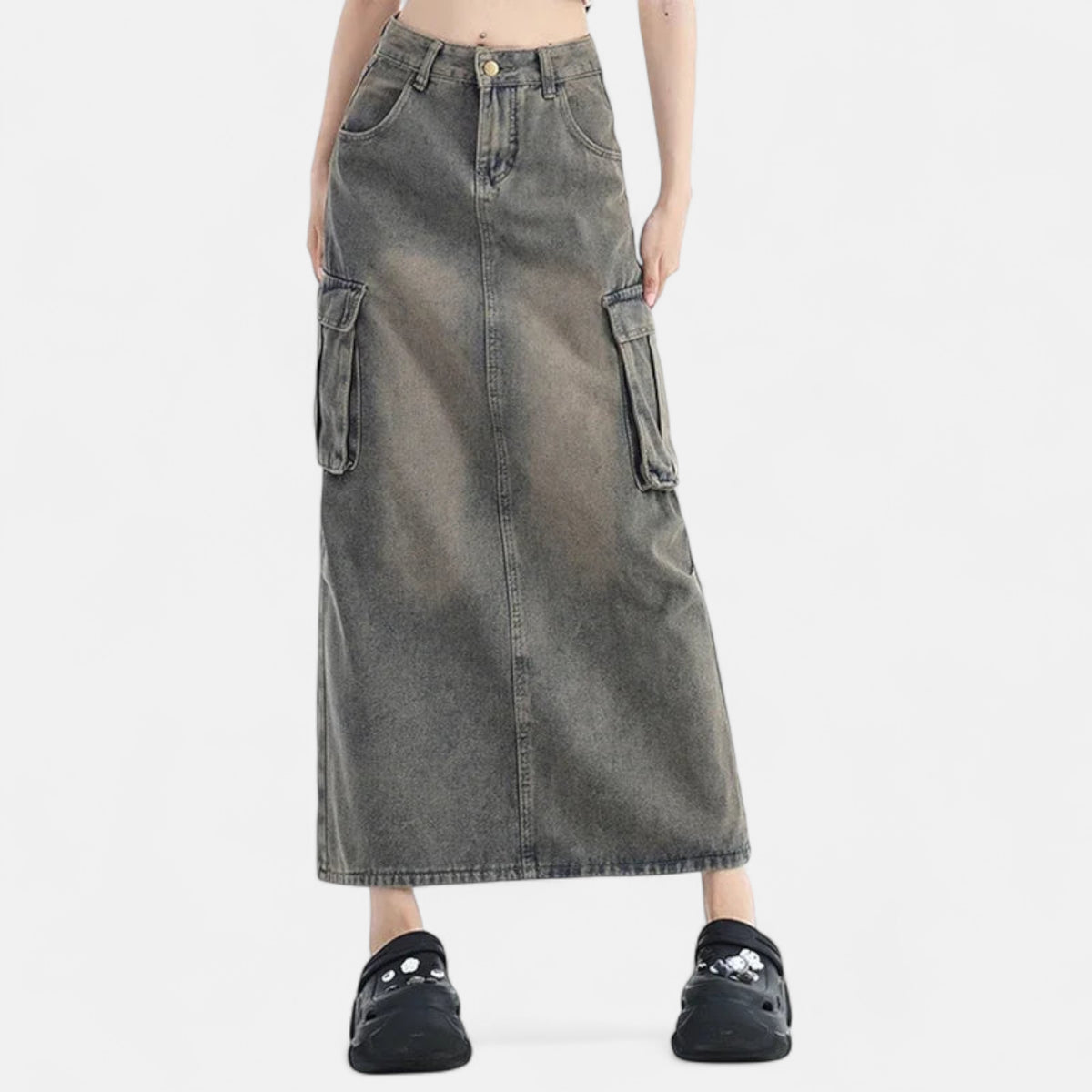 Jupe en jean grise longue