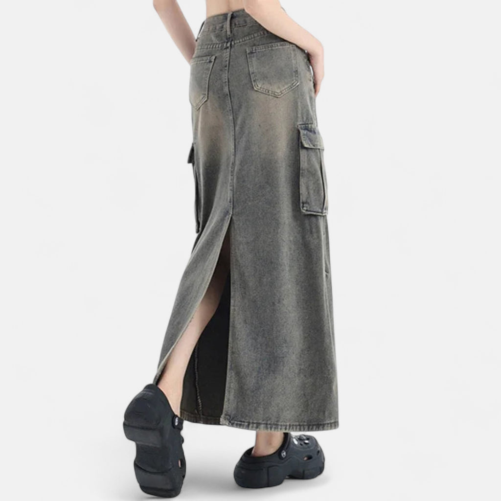 Jupe en jean grise longue