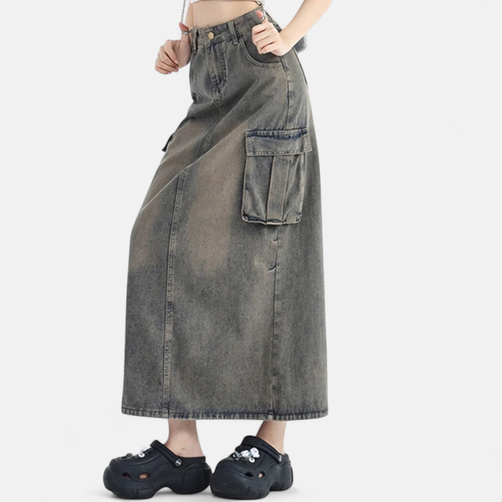 Jupe en jean grise longue
