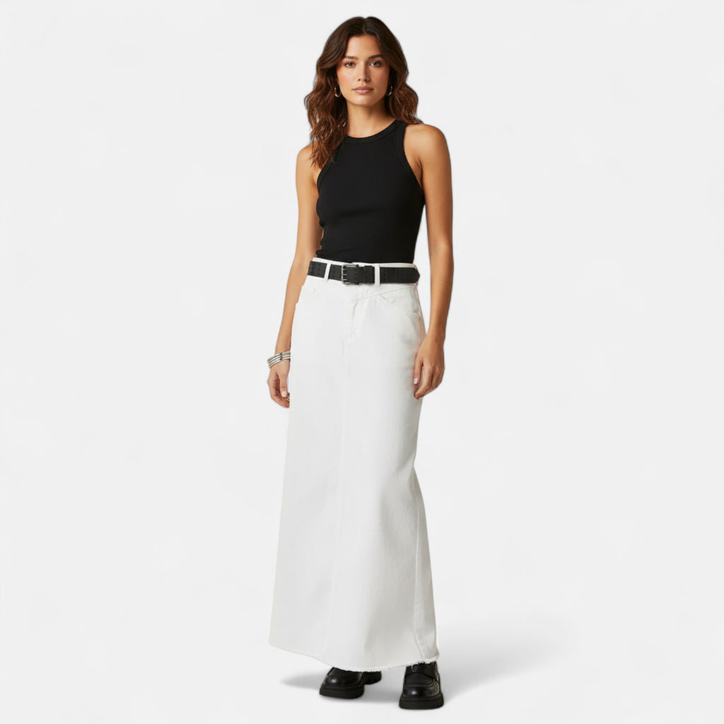 Jupe en jean longue blanche