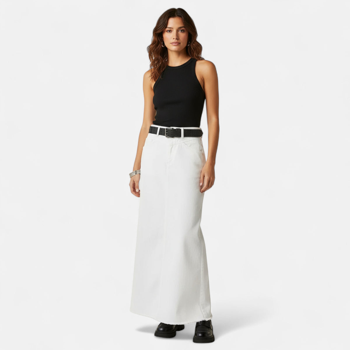 Jupe en jean longue blanche