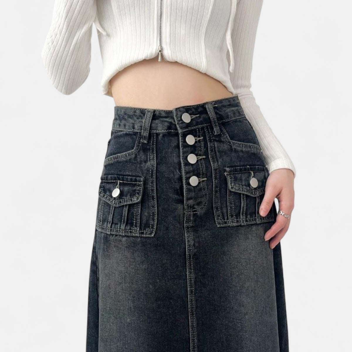 Jupe en jean longue taille haute