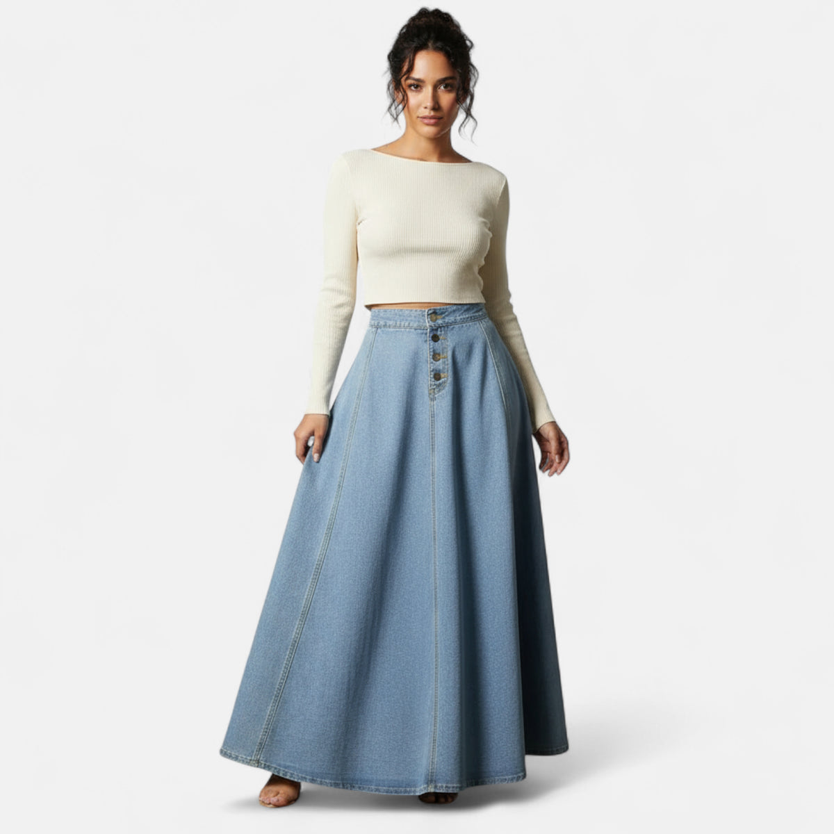 Jupe en jean maxi évasée