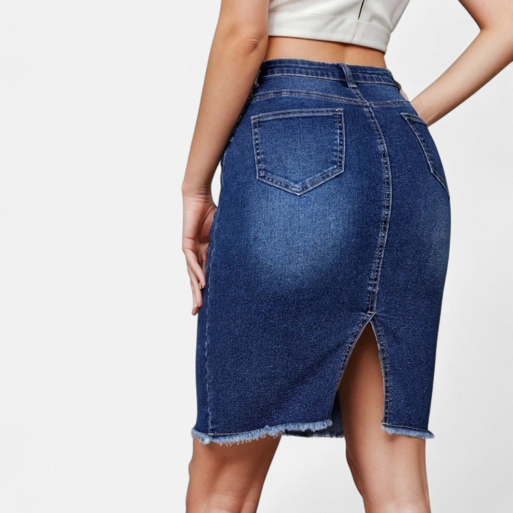 Jupe en jean midi brut