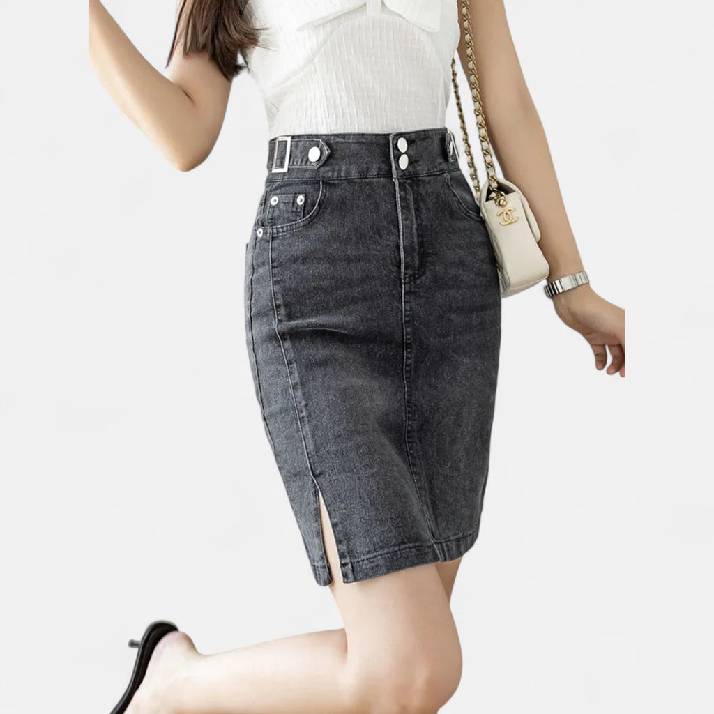 Jupe en jean noir grande taille