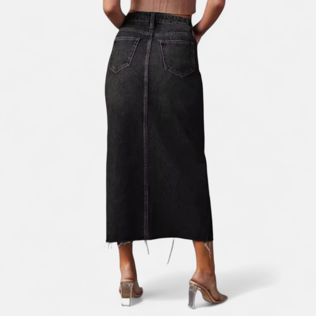 Jupe en jean noir taille haute