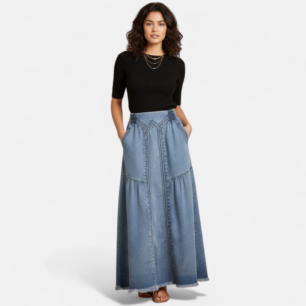 Jupe jean longue bleu clair