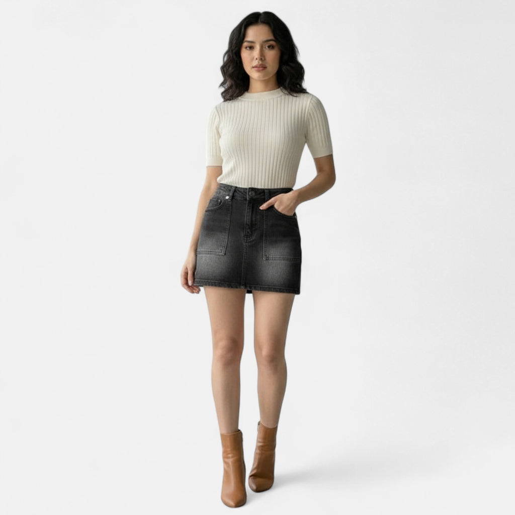 Jupe jean noir bouton