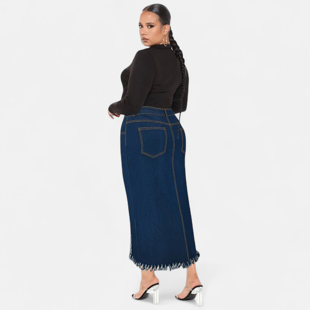 Jupe maxi en jean stretch grande taille