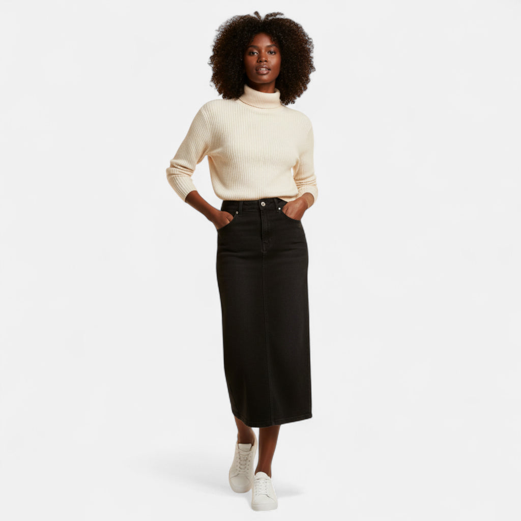 Jupe midi en jean femme