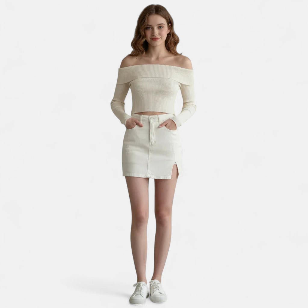Jupe short jean blanc