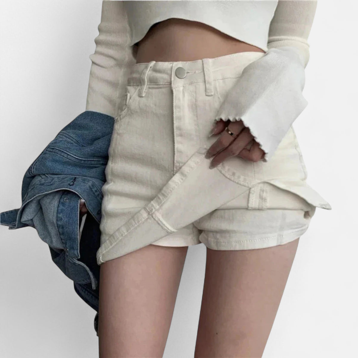 Jupe short jean blanc