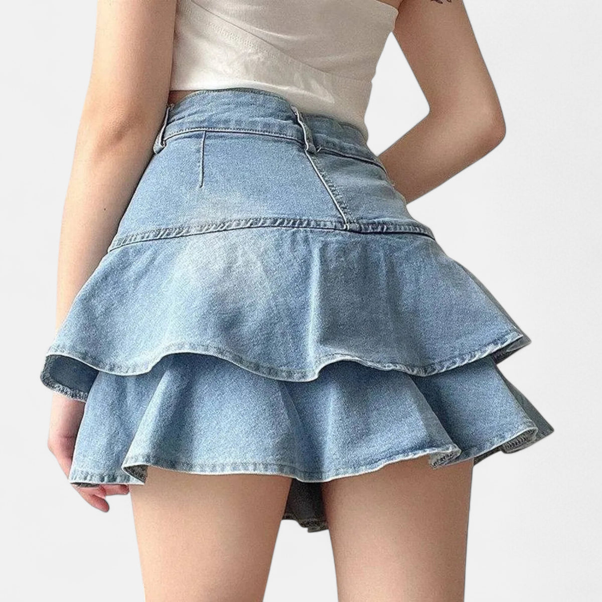 Jupe short jean bleu clair