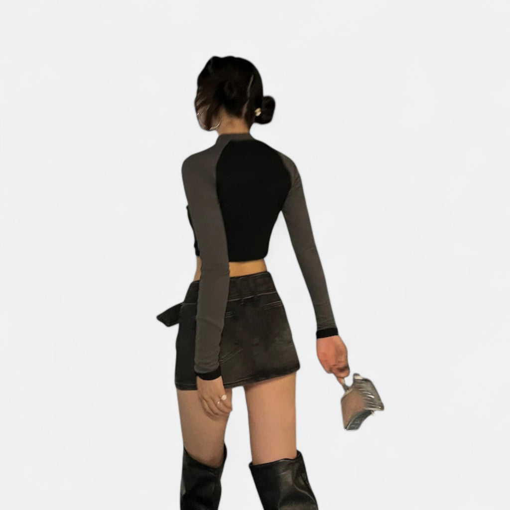 Mini jupe noir en jean taille basse