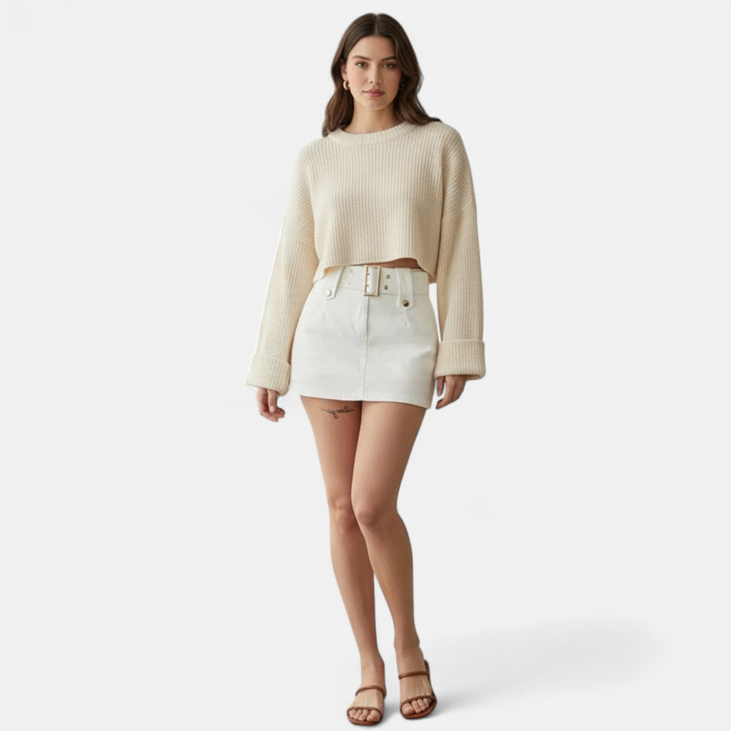 Mini jupe short en jean blanc