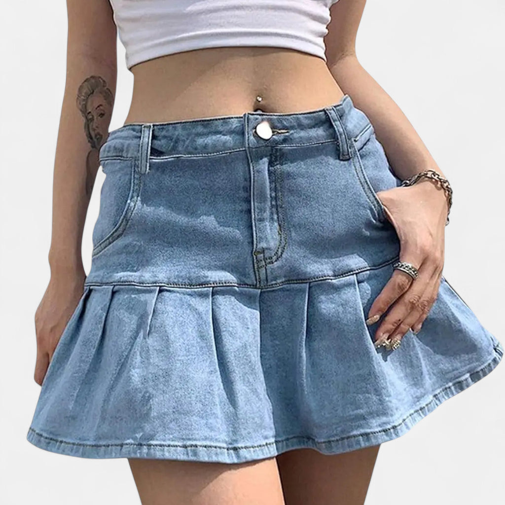 Mini jupe-short en jean évasée